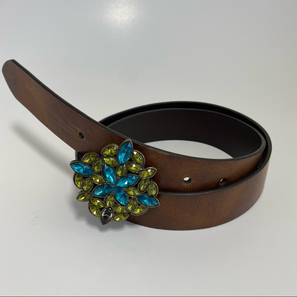Vintage Boho All leather Embellished Sequins Belt  Buckle